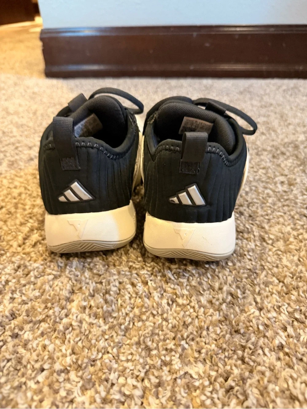 adidas Kids Cream and Black Low-Top basketball shoes